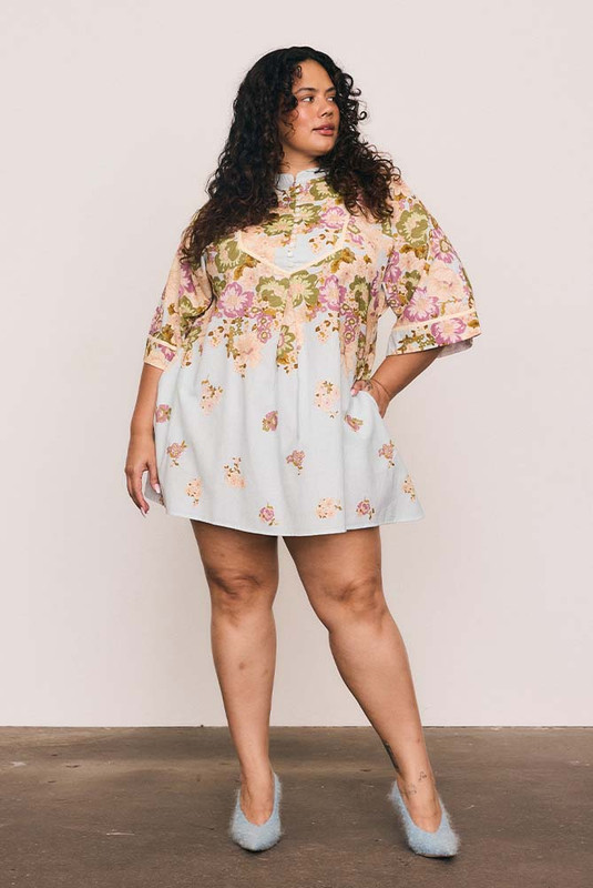 Alma Shift Mini Dress in Blue