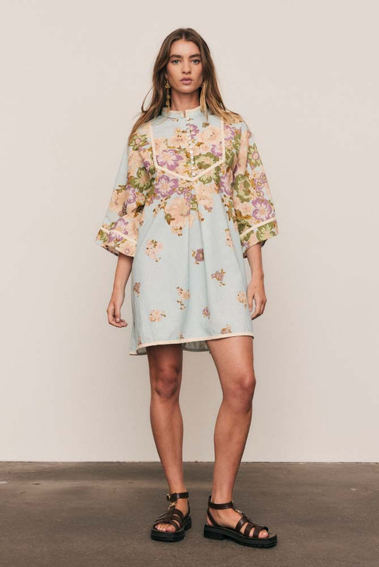 Alma Shift Mini Dress in Blue