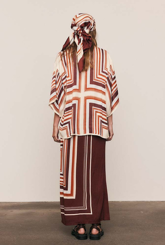 Scarf Jersey Midi Skirt in Multi