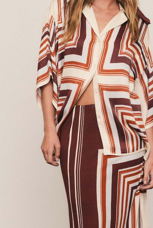 Scarf Jersey Midi Skirt in Multi