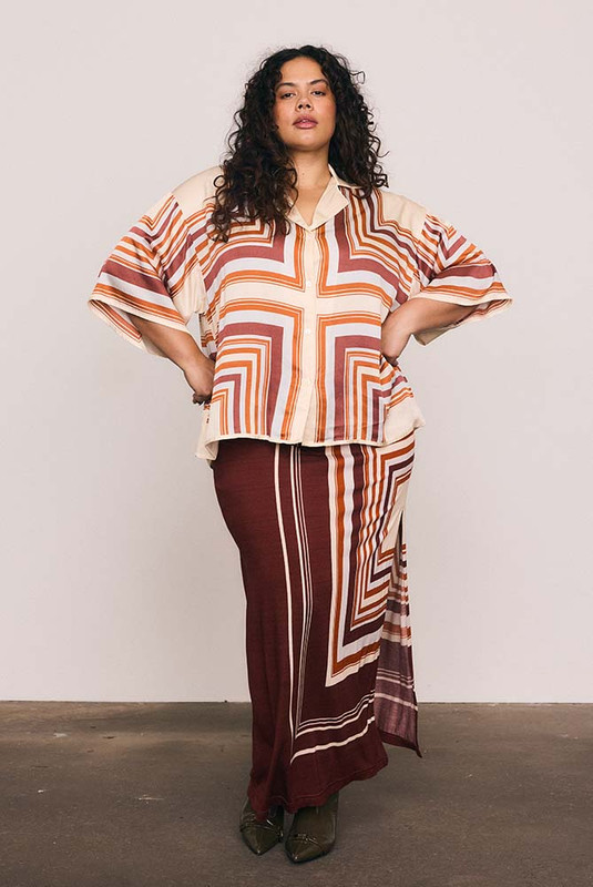 Scarf Jersey Midi Skirt in Multi