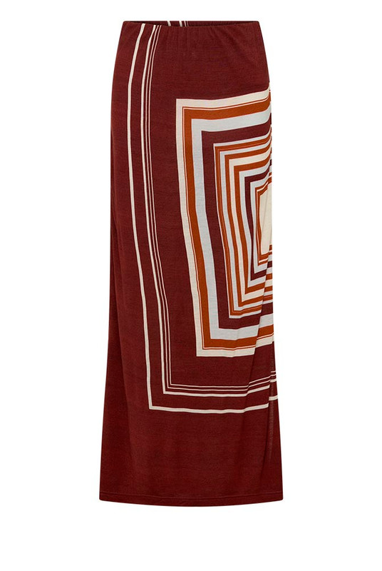 Scarf Jersey Midi Skirt in Multi