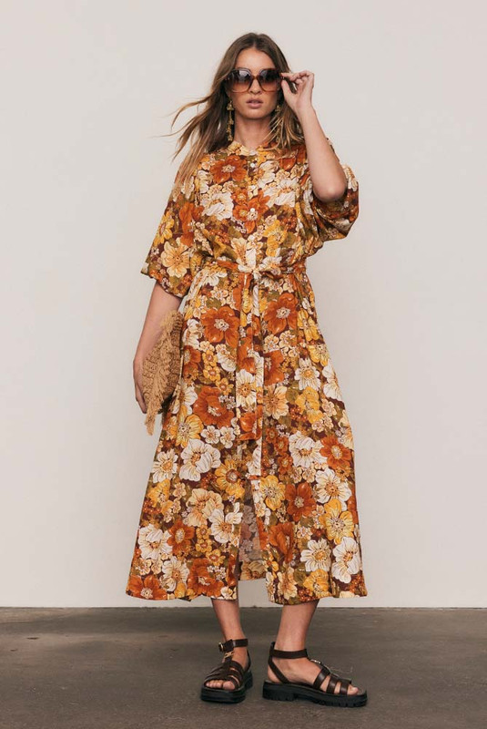 Blair Shirt Dress in Rust