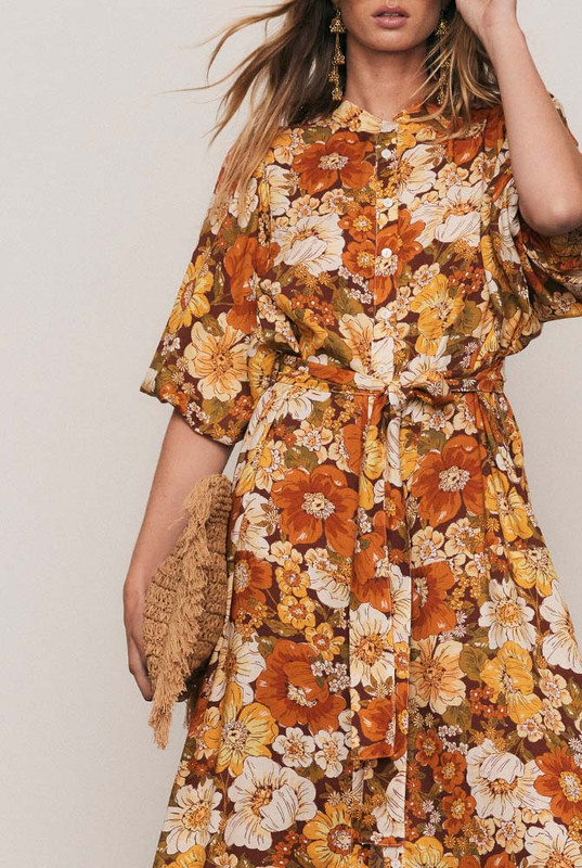 Blair Shirt Dress in Rust