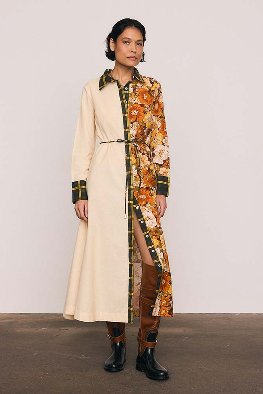 Blair Spliced Midi Dress in Multi