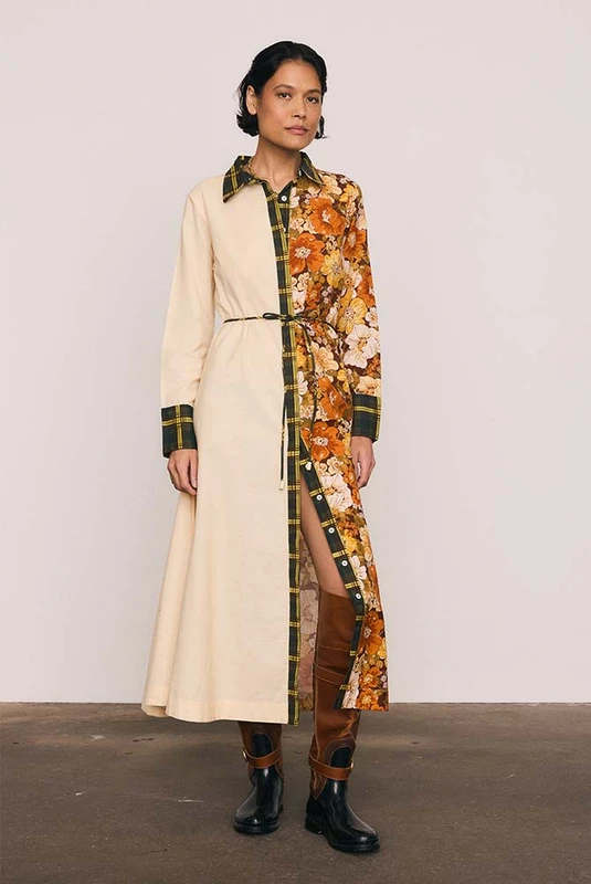 Blair Spliced Midi Dress in Multi