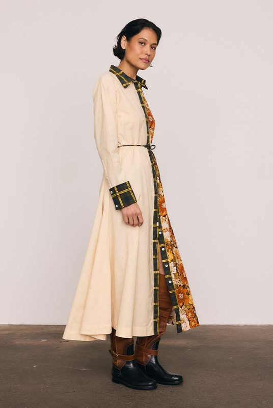 Blair Spliced Midi Dress in Multi