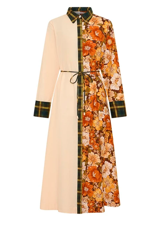 Blair Spliced Midi Dress in Multi