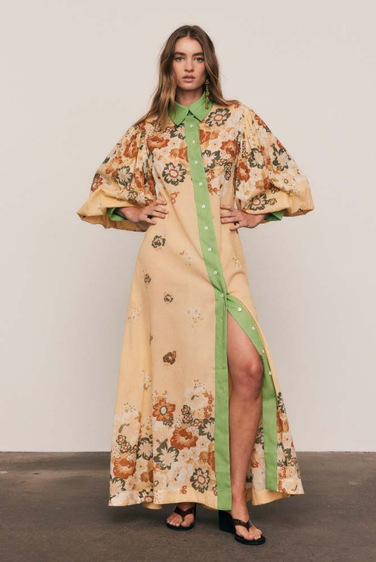 Blair Billow Sleeve Shirt Dress in Multi