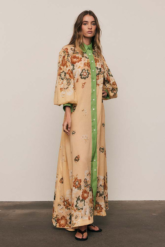 Blair Billow Sleeve Shirt Dress in Multi