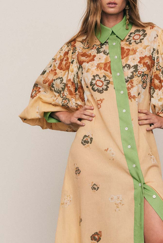 Blair Billow Sleeve Shirt Dress in Multi