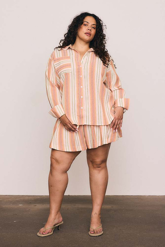 Stripe Short in Coral Stripe