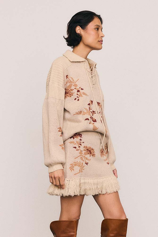 Archer Eyelet Knit Jumper in Buff
