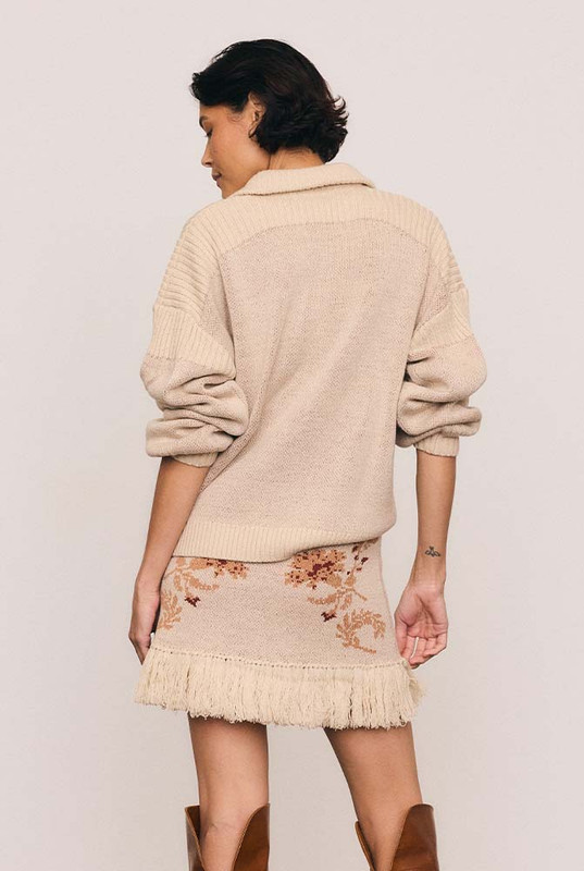 Archer Eyelet Knit Jumper in Buff