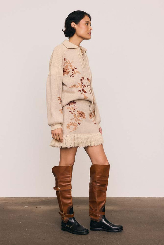 Archer Knit Mini Skirt in Buff