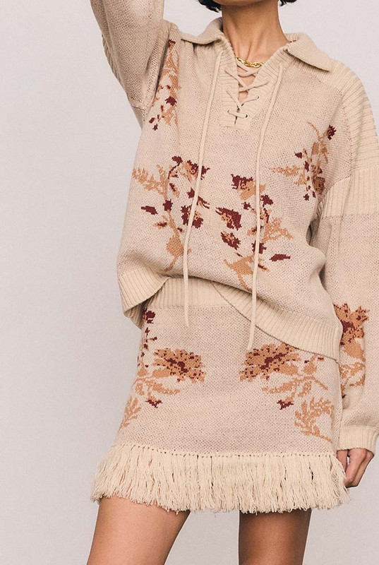 Archer Knit Mini Skirt in Buff