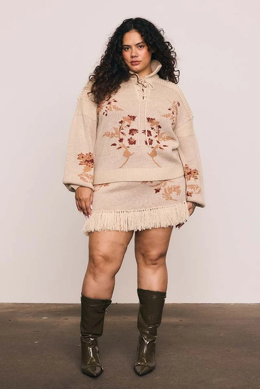 Archer Knit Mini Skirt in Buff