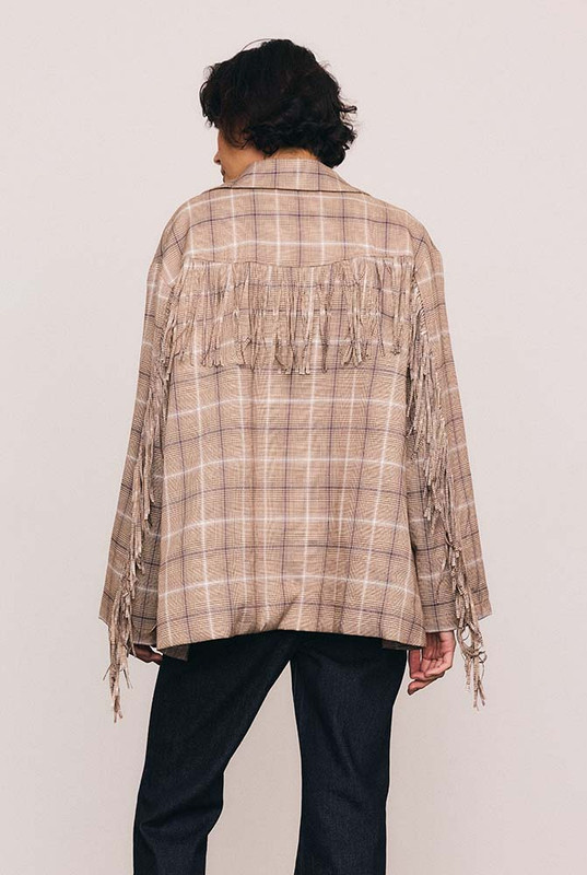Fringed Oversized Shirt in Check