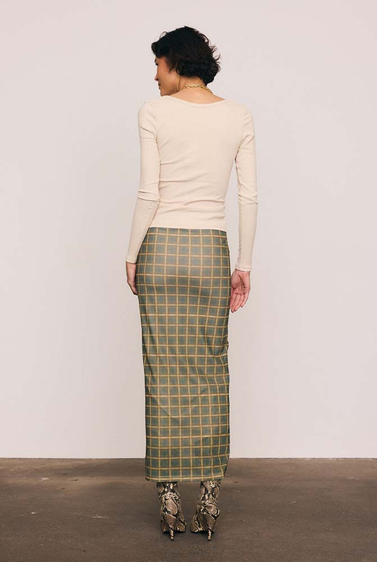 Foundations Plaid Tube Skirt in Green Check