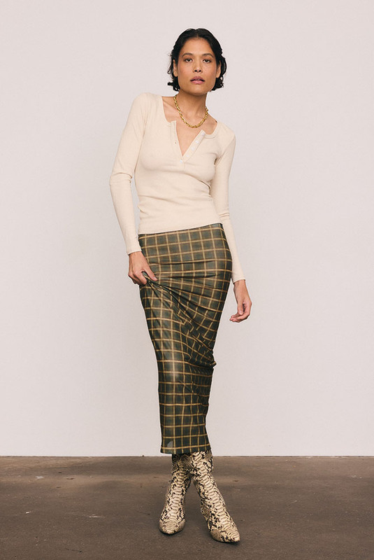 Foundations Plaid Tube Skirt in Green Check