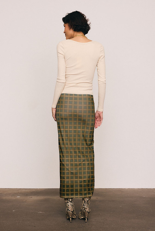 Foundations Plaid Tube Skirt in Green Check