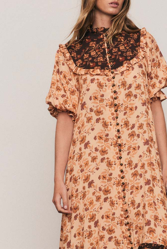 Archer Boho Bib Maxi Dress in Spliced