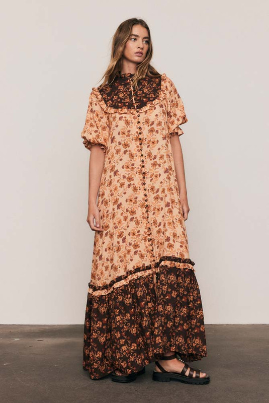 Archer Boho Bib Maxi Dress in Spliced