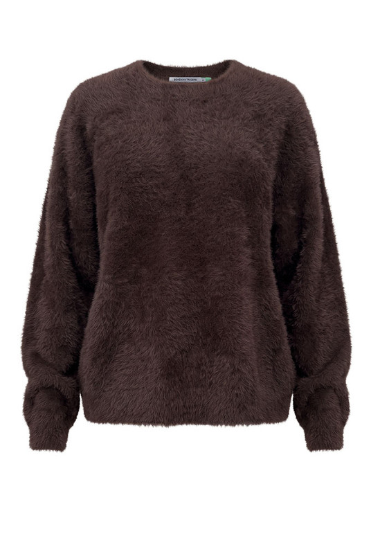 Fluffy Oversized Jumper in Brown