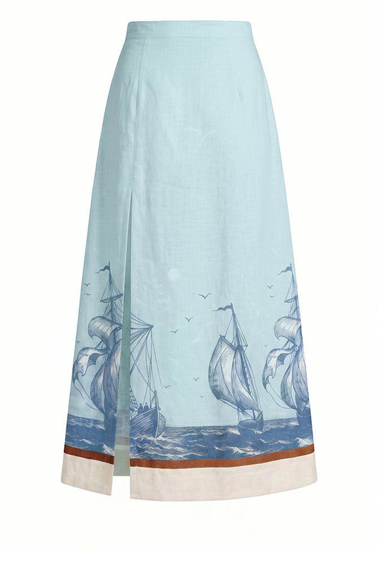 Blue Sails Circle Skirt in Blue