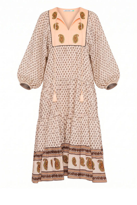 Ada Boho Midi Dress in Pink