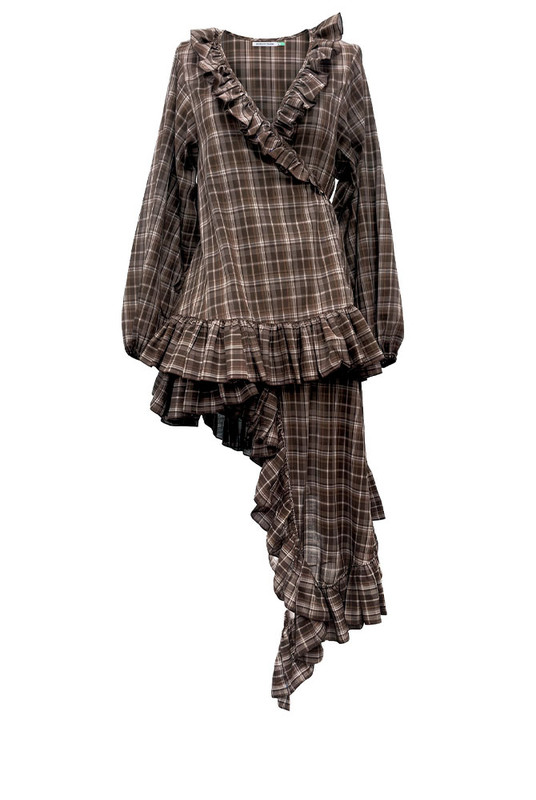 Cleo Asymmetrical Check Dress in Multi Check