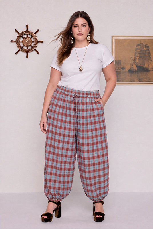 Cleo Genie Check Pant in Multi Check