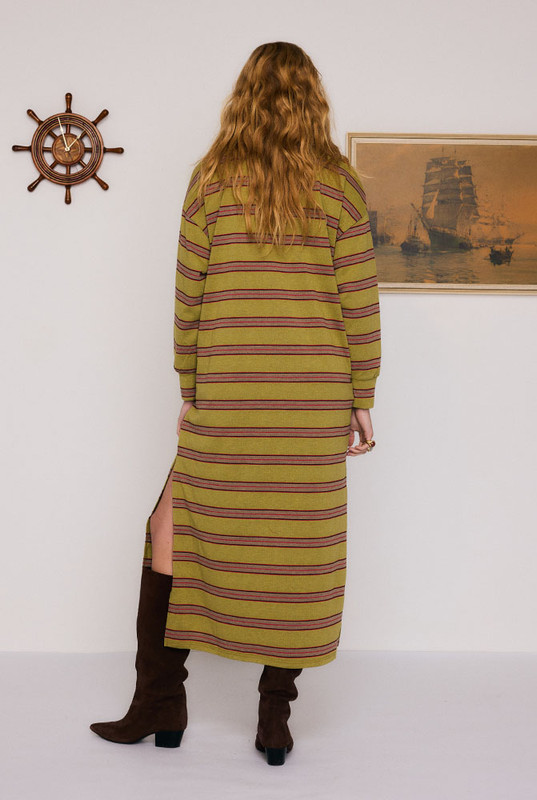 Stripe Rugby Midi Dress in Green