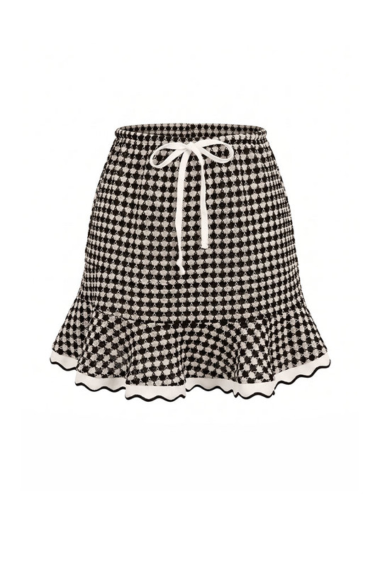 Crochet Swing Mini Skirt in Black White Check