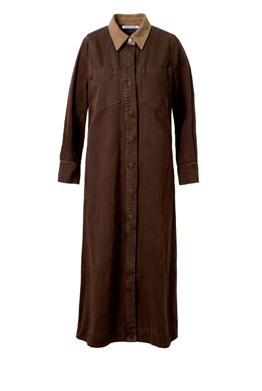 Cigar Denim Opera Dress in Brown