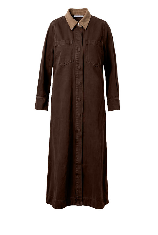 Cigar Denim Opera Dress in Brown