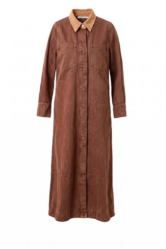 Cigar Denim Opera Dress in Brown
