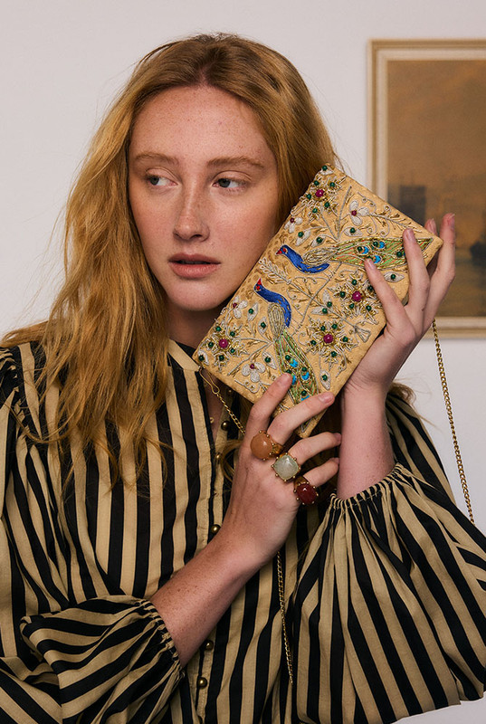 Zari Embroidered Bag in Gold