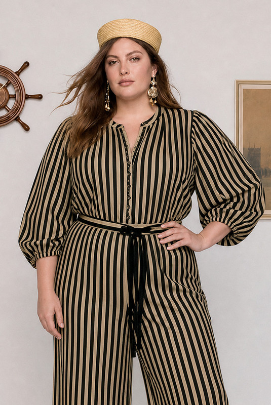 Belle Puff Sleeve Blouse in Stripe