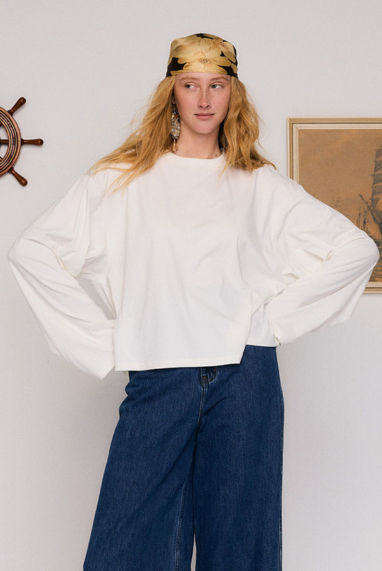 White Long Sleeve Tee in White