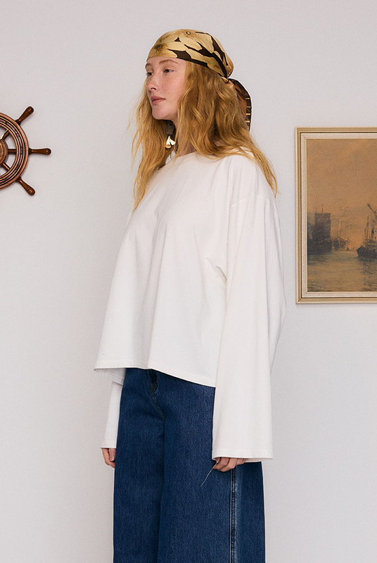 White Long Sleeve Tee in White