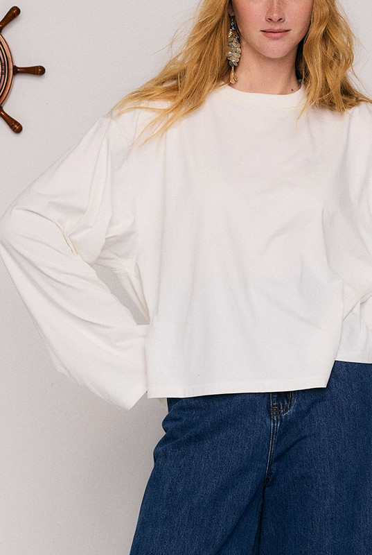 White Long Sleeve Tee in White