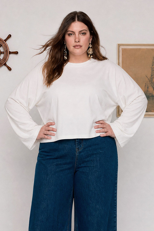 White Long Sleeve Tee in White