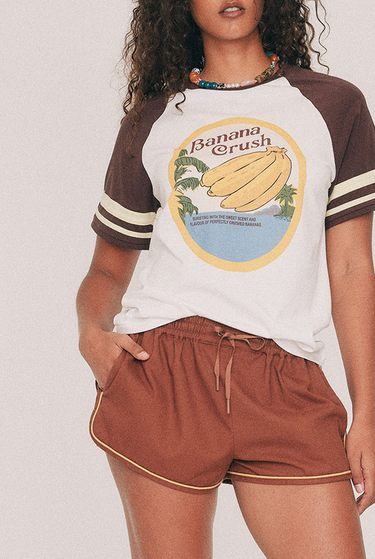 Banana Crush Ringer Tee in White