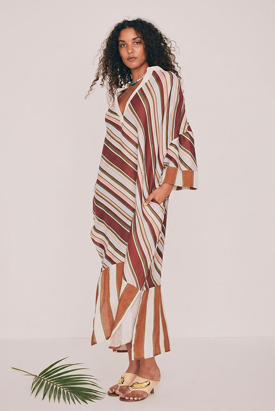 Isla Kaftan Pool Dress in Stripe
