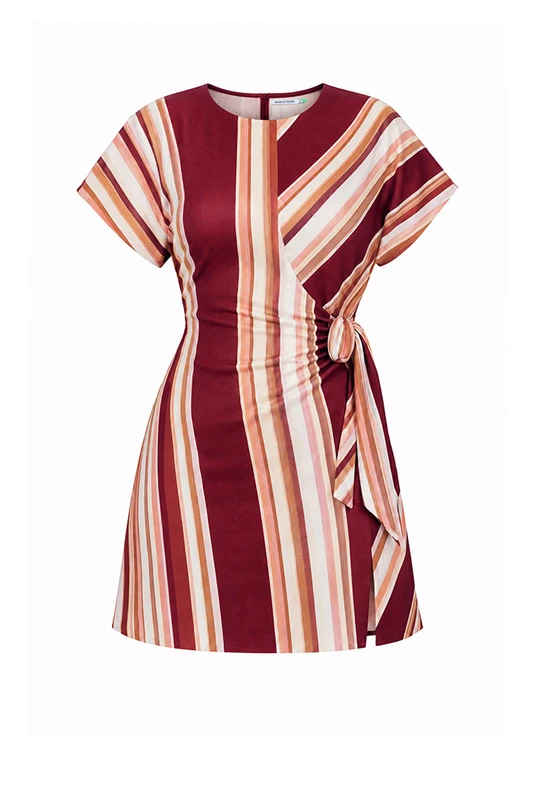 Isla Stripe Mini Dress in Berry Stripe