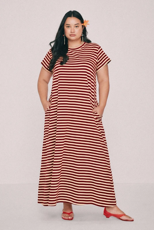 Swing Tee Maxi Dress in Mahogany/Bone