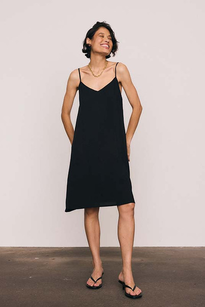 Midi Slip Dress In Black