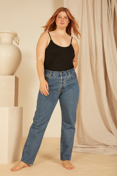 Slim Mum Jean in Mid Blue