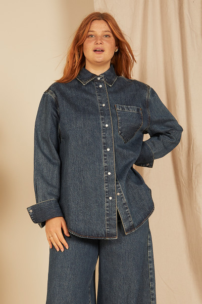 Denim Classic Easy Fit Shirt In Dark Blue